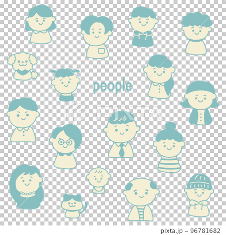 シンプルでかわいい人物アイコン　イラスト素材セット 96781682