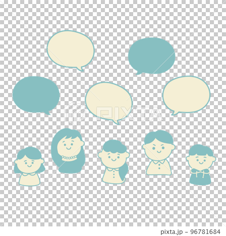 Simple and cute speech bubble and person illustration material set 96781684