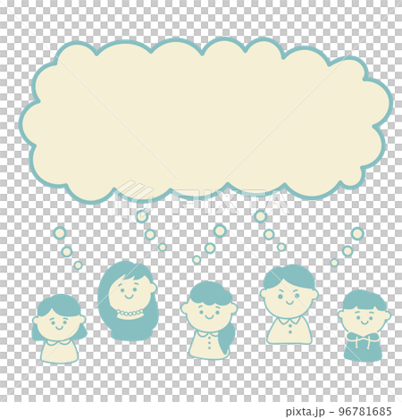 シンプルでかわいいふきだしと人物　イラスト素材セット 96781685