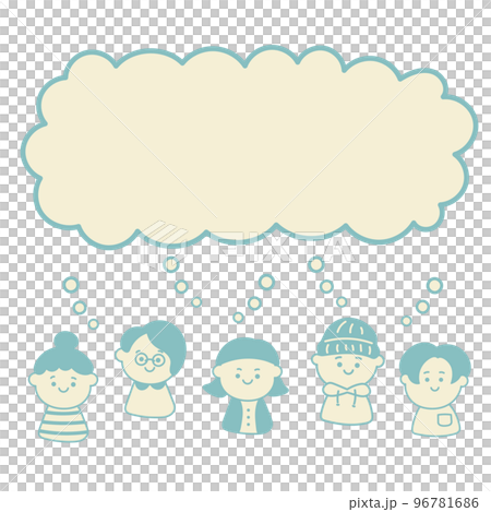 シンプルでかわいいふきだしと人物　イラスト素材セット 96781686