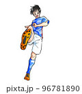 シュートを打つサッカー選手　男性 96781890