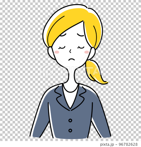 不満な顔をするスーツの女性 不満な顔をするスーツの女性 96782628