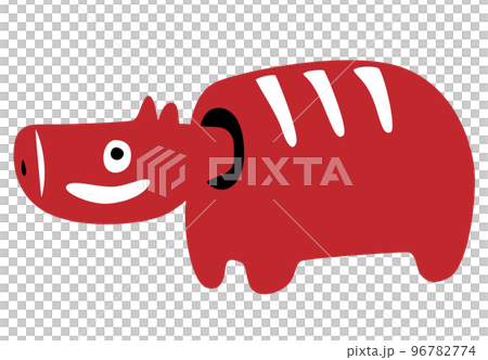 日本傳統工藝，Akabeko 的簡單插圖 96782774