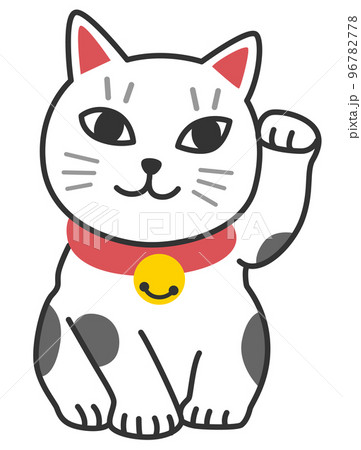 日本の縁起物、まねきねこのシンプルイラスト 96782778