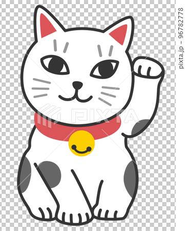 日本の縁起物、まねきねこのシンプルイラスト 96782778