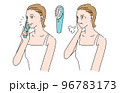 EMS美顔器でフェイスリフトとスカルプケアをする女性のイラスト EMS美顔器でフェイスリフトとスカルプケアをする女性のイラスト 96783173