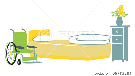 車椅子とベッドのある部屋　イラスト素材 96783284