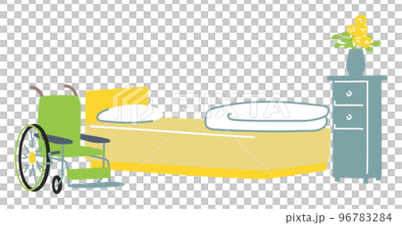 車椅子とベッドのある部屋　イラスト素材 96783284