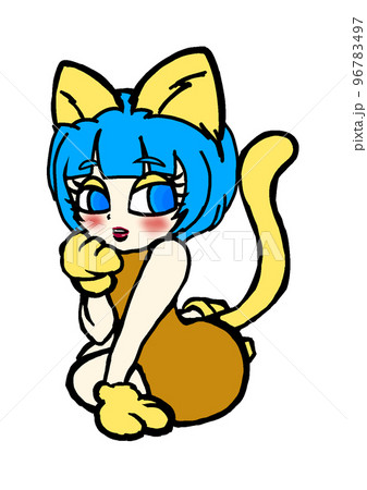 黄色猫の格好した女の子 96783497