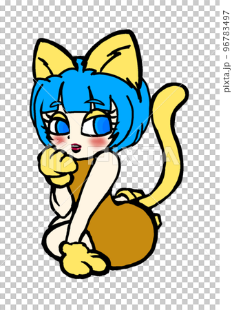 打扮成一隻黃色貓的女孩 96783497