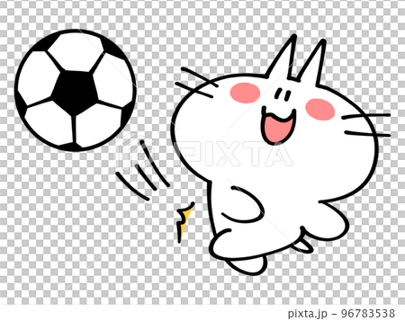 Illustration material of a cat kicking a soccer ball Illustration material of a cat kicking a soccer ball 96783538