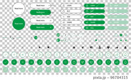 ウェブデザインで使えるベクターUI・ボタン・アイコンセット 96784315
