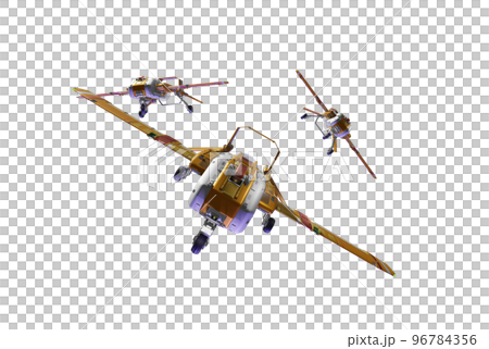 ドローン（飛行機型：編隊飛行：透過素材） 96784356