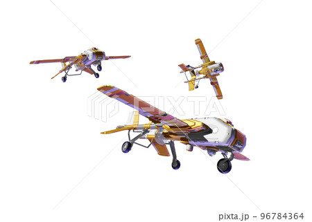 ドローン（飛行機型：編隊飛行：透過素材） 96784364