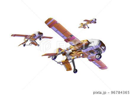 ドローン（飛行機型：編隊飛行：透過素材） 96784365