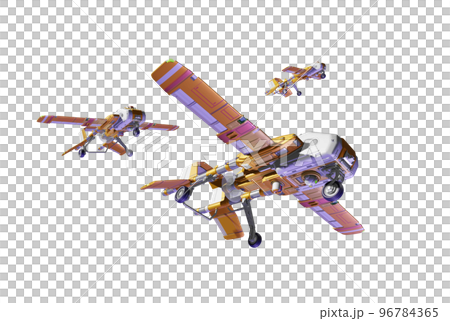 ドローン（飛行機型：編隊飛行：透過素材） 96784365