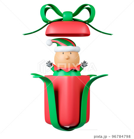 3d rendering Christmas elf in gift box. 96784798