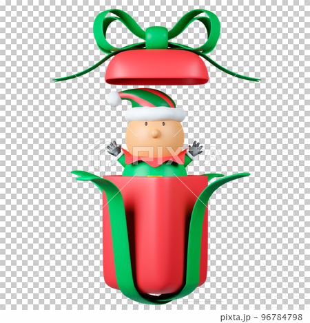 3d rendering Christmas elf in gift box. 96784798