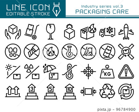 ラインアイコン 産業シリーズvol.3 ケアマーク 段ボール取扱注意 ラインアイコン 産業シリーズvol.3 ケアマーク 段ボール取扱注意 96784900
