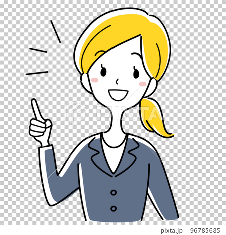 ひらめくスーツの女性 96785685