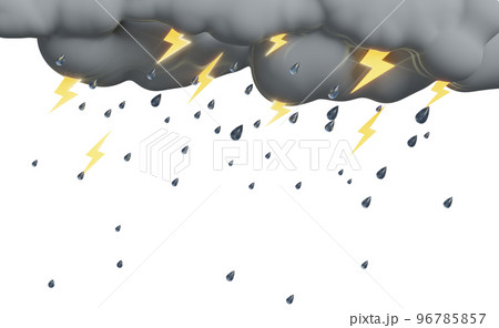 Cloud and rain with thunder, water splash in the rainy season isolated. concept 3d illustration or 3d render Cloud and rain with thunder, water splash in the rainy season isolated. concept 3d illustration or 3d render 96785857
