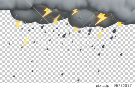 Cloud and rain with thunder, water splash in the rainy season isolated. concept 3d illustration or 3d render Cloud and rain with thunder, water splash in the rainy season isolated. concept 3d illustration or 3d render 96785857