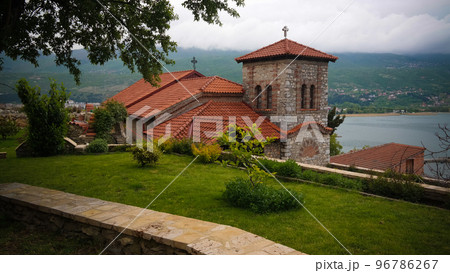Exterior view to Church small St. Vrach St. Cosmas and Damian, Ohrid, North Macedonia 96786267