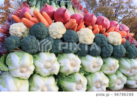 大収穫祭 豊作の野菜 山盛りの野菜 大収穫祭 豊作の野菜 山盛りの野菜 96786288