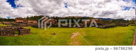 View to archaeological site of Raqchi, Cuzco, Peru 96786296