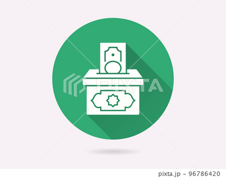 Zakat charity icon with long shadow for graphic and web design. Zakat charity icon with long shadow for graphic and web design. 96786420