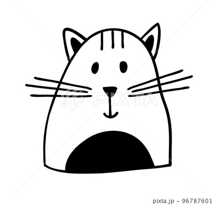 Cute handdrawn cat. Funny doodle kitty. Vector cartoon illustration 96787601