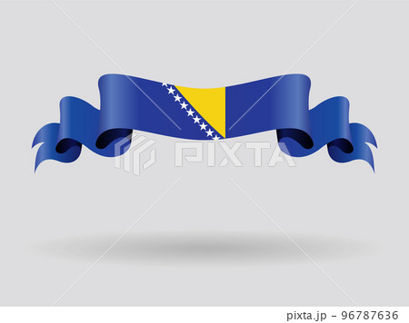 Bosnia Herzegovinan flag wavy abstract background. Vector illustration. 96787636