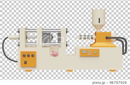 cream plastic injection molding machine isolated. 3d illustration or 3d render cream plastic injection molding machine isolated. 3d illustration or 3d render 96787926