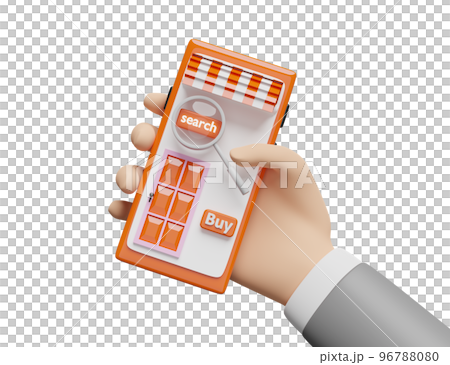 businessman hands holding orange mobile phone, smartphone with magnifying isolated. online shopping, search data concept, 3d illustration or 3d render businessman hands holding orange mobile phone, smartphone with magnifying isolated. online shopping, search data concept, 3d illustration or 3d render 96788080