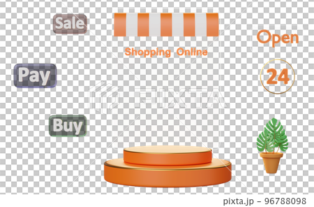 orange cylinder stage podium with shop store front isolated. open label tag display and minimalist mockup, abstract showcase concept, 3d illustration or 3d render orange cylinder stage podium with shop store front isolated. open label tag display and minimalist mockup, abstract showcase concept, 3d illustration or 3d render 96788098