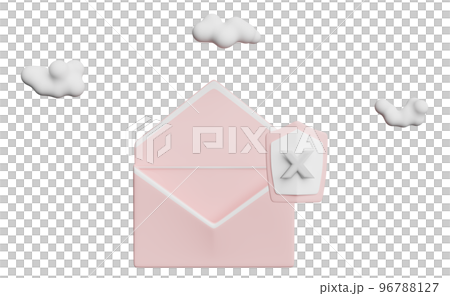 envelope with shield insecure isolated. Internet security or privacy protection or ransomware protect concept, 3d illustration or 3d render 96788127