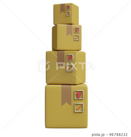 3d stacked goods cardboard box with space isolated. concept 3d render illustration 3d stacked goods cardboard box with space isolated. concept 3d render illustration 96788232
