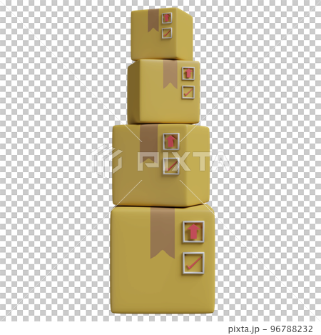 3d stacked goods cardboard box with space isolated. concept 3d render illustration 96788232