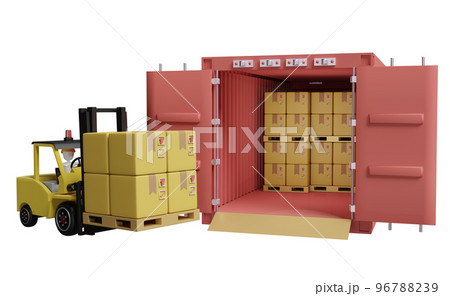 Stick man with shipping container for import export, forklift, goods cardboard box, pallet isolated. logistic service concept, 3d illustration or 3d rendering Stick man with shipping container for import export, forklift, goods cardboard box, pallet isolated. logistic service concept, 3d illustration or 3d rendering 96788239