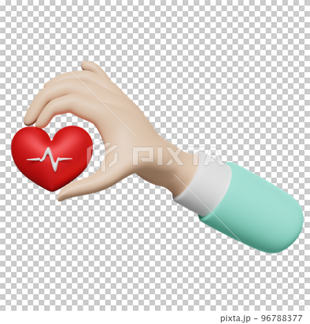 cartoon doctor hands holding red heart and... - Stock Illustration ...