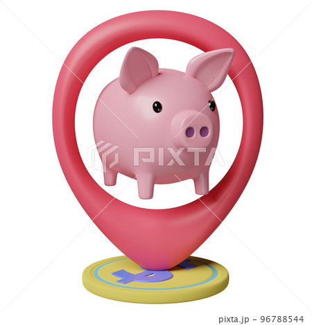 piggy bank with pin, gold coins saving money isolated. concept, 3d illustration or 3d render piggy bank with pin, gold coins saving money isolated. concept, 3d illustration or 3d render 96788544