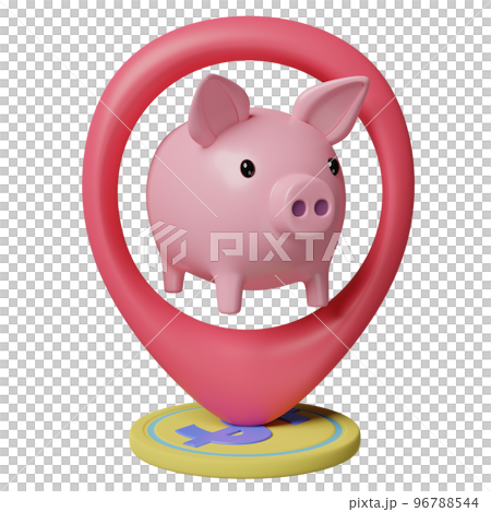 piggy bank with pin, gold coins saving money isolated. concept, 3d illustration or 3d render piggy bank with pin, gold coins saving money isolated. concept, 3d illustration or 3d render 96788544