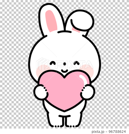 一隻微笑的兔子抱著一顆心 一隻微笑的兔子抱著一顆心 96788624