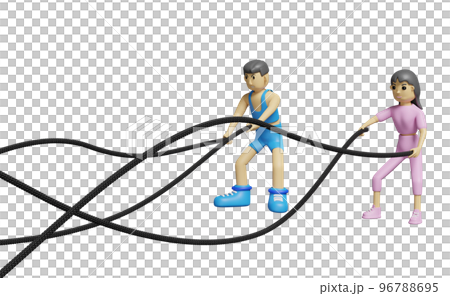 cartoon character fitness people with battle ropes exercise in gym. exercise for health Concept, 3d illustration or 3d render cartoon character fitness people with battle ropes exercise in gym. exercise for health Concept, 3d illustration or 3d render 96788695