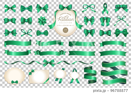 Classic ribbon treatment and frame vector illustration set green / icon, decoration, Christmas Classic ribbon treatment and frame vector illustration set green / icon, decoration, Christmas 96788877