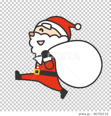 聖誕老人提著禮物袋走路的可愛插畫素材 聖誕老人提著禮物袋走路的可愛插畫素材 96789118