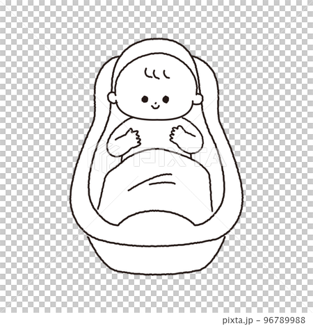 洗澡寶寶黑白線描 96789988