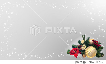 クリスマスデコレーション・キラキラ・オーナメント・もみの木・シャンパンのような銀色の背景 クリスマスデコレーション・キラキラ・オーナメント・もみの木・シャンパンのような銀色の背景 96790712