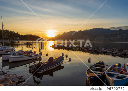 Port of Malcesine Village at Sunset - Lake Garda Italy 96790772