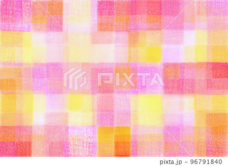 色鉛筆で描いた、ピンク＆イエローの花色チェック 96791840